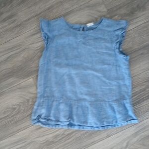 Crewcuts Blue Ruffle Sleeve Blouse Cotton/Linen blend